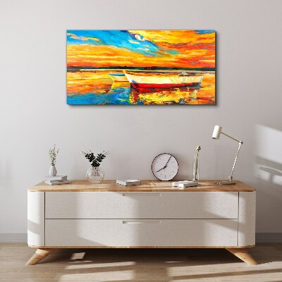 Golden reflections on the water Print on canvas