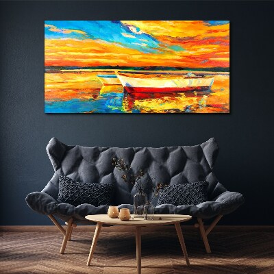 Golden reflections on the water Print on canvas