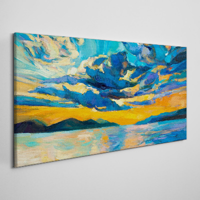 Sunset over a calm lake Canvas wall art
