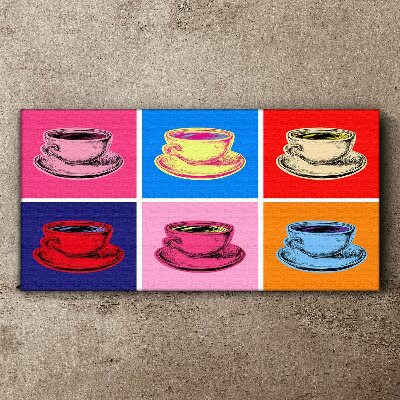 Mugs abstraction coffee drinks Canvas Wall art