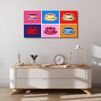 Mugs abstraction coffee drinks Canvas Wall art