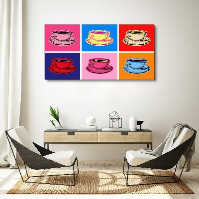 Mugs abstraction coffee drinks Canvas Wall art