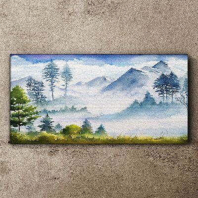 Mountain landscape in the morning fog Print on canvas