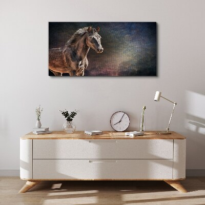 Portrait of a horse on an abstract background Print on canvas