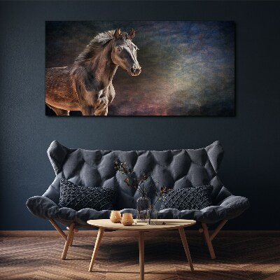 Portrait of a horse on an abstract background Print on canvas