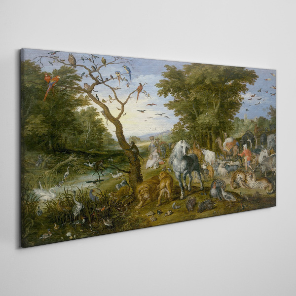 Paradise landscape with fauna and flora Print on canvas
