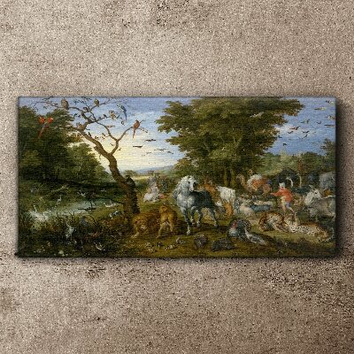 Paradise landscape with fauna and flora Print on canvas