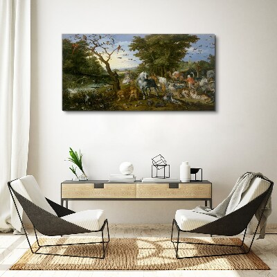 Paradise landscape with fauna and flora Print on canvas