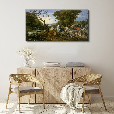 Paradise landscape with fauna and flora Print on canvas