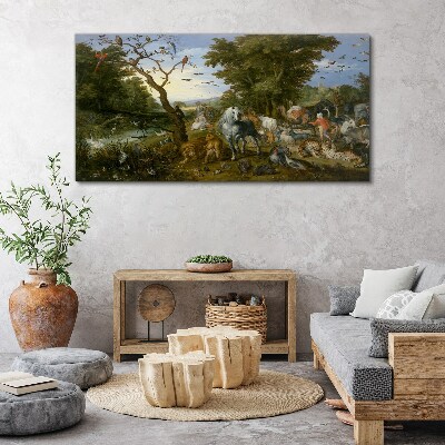 Paradise landscape with fauna and flora Print on canvas