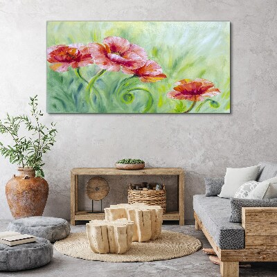 Floral landscape in pastel shades Canvas wall art