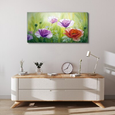 Flower garden in pastel colors Print on canvas
