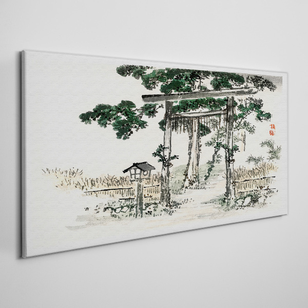Torii gate in a peaceful landscape Canvas wall art