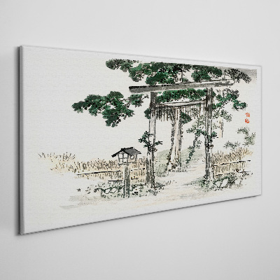 Torii gate in a peaceful landscape Canvas wall art