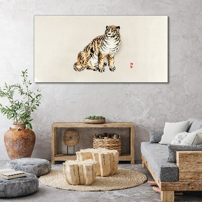 Tiger against a clear sky Print on canvas