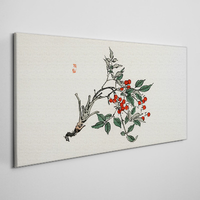 Red fruit on a branch Print on canvas