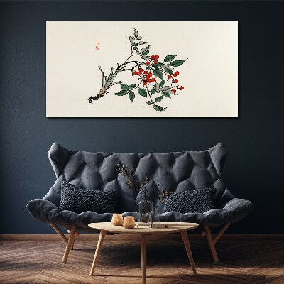 Red fruit on a branch Print on canvas