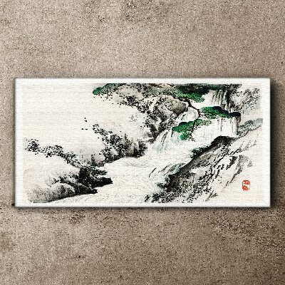 Tree waterfall waves Canvas Wall art