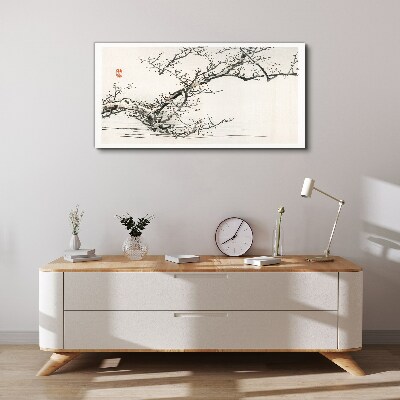 Japanese style flowering branch Canvas wall art