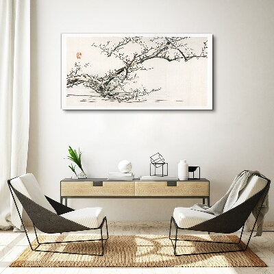 Japanese style flowering branch Canvas wall art