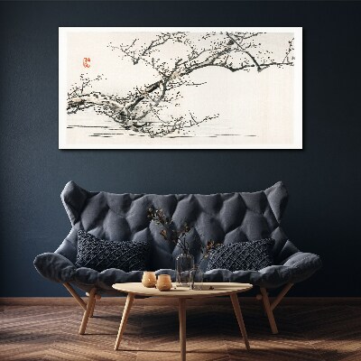 Japanese style flowering branch Canvas wall art