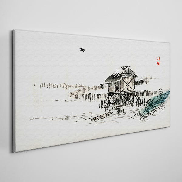 A quiet cottage by the water Canvas wall art