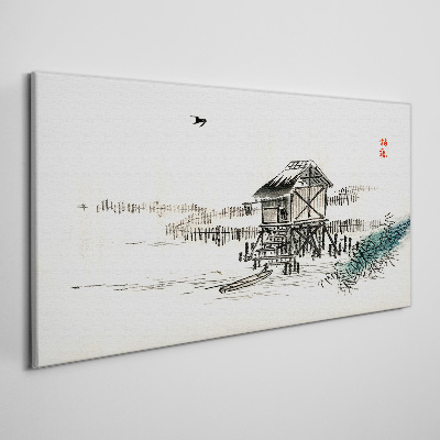 A quiet cottage by the water Canvas wall art