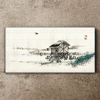 A quiet cottage by the water Canvas wall art