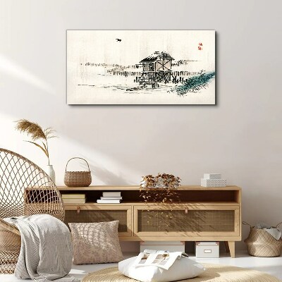 A quiet cottage by the water Canvas wall art