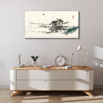 A quiet cottage by the water Canvas wall art