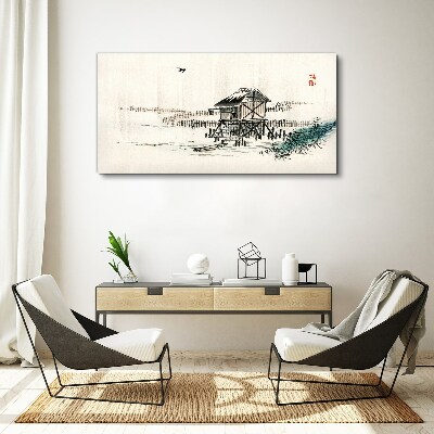 A quiet cottage by the water Canvas wall art