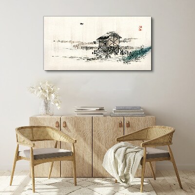 A quiet cottage by the water Canvas wall art