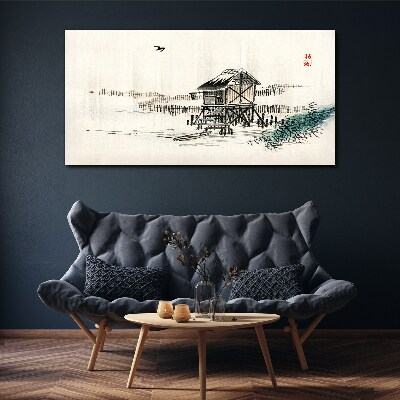 A quiet cottage by the water Canvas wall art