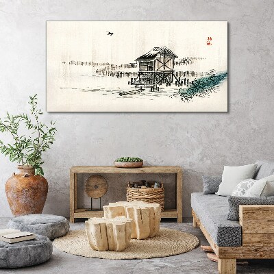 A quiet cottage by the water Canvas wall art