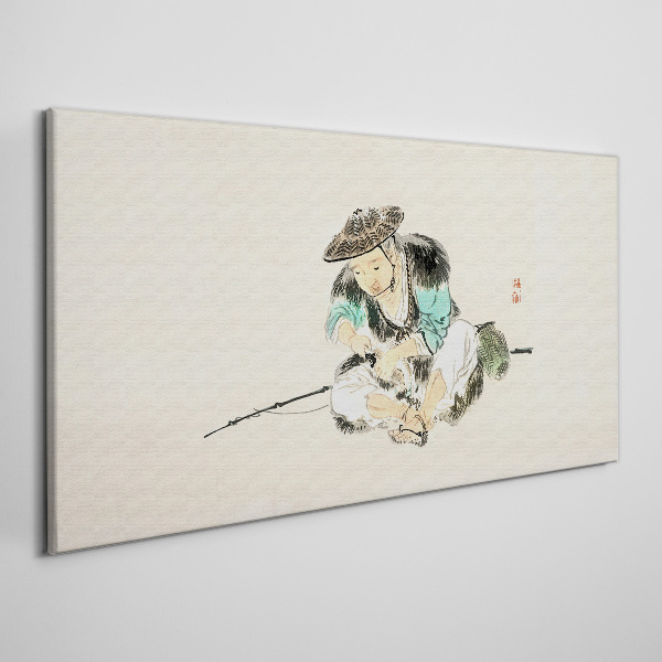 Childhood with a cat Canvas wall art