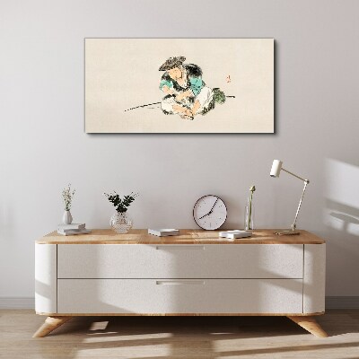 Childhood with a cat Canvas wall art