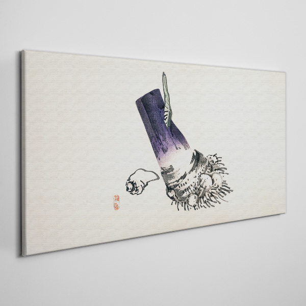 A hand with a brush and a shell Canvas wall art