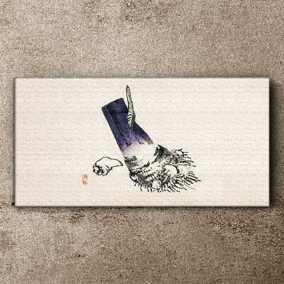 A hand with a brush and a shell Canvas wall art