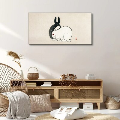 Black and white rabbit in harmony Canvas wall art