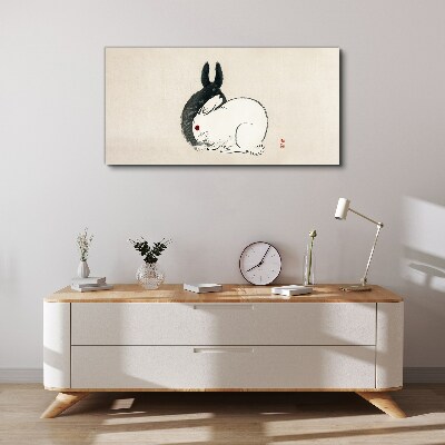 Black and white rabbit in harmony Canvas wall art