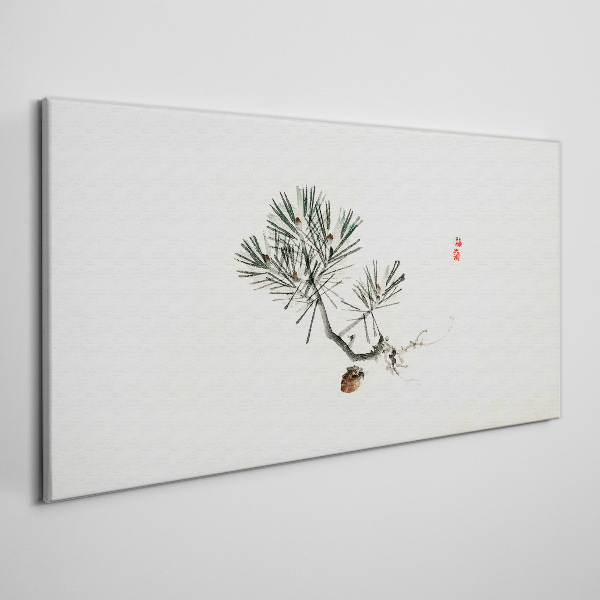 Pine tree on a white background Print on canvas