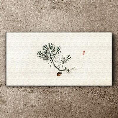 Pine tree on a white background Print on canvas