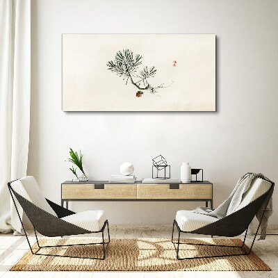 Pine tree on a white background Print on canvas