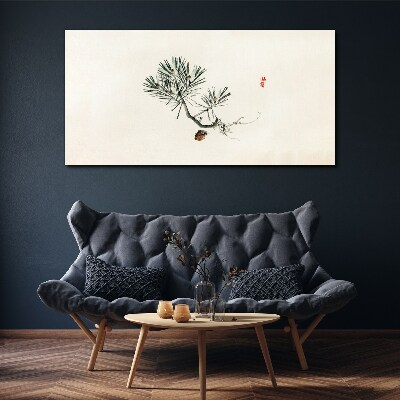Pine tree on a white background Print on canvas