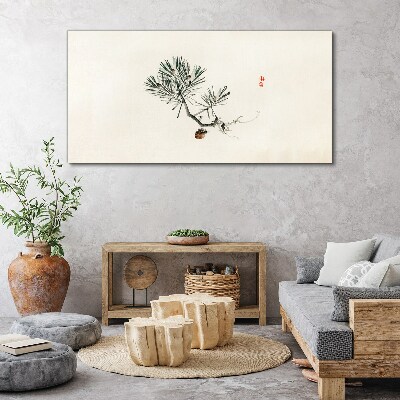 Pine tree on a white background Print on canvas