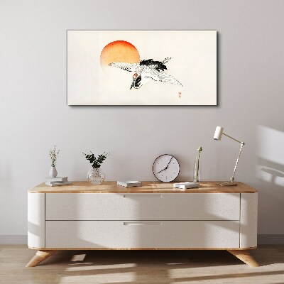 Golden Dawn with Crane Canvas wall art