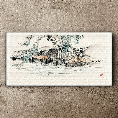 Abstraction tree water Canvas Wall art