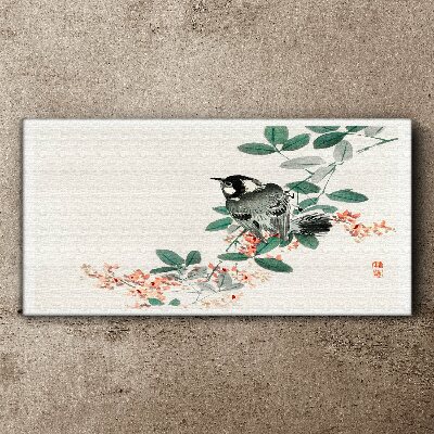 Bird on a background of flowers Print on canvas