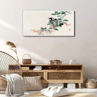 Bird on a background of flowers Print on canvas