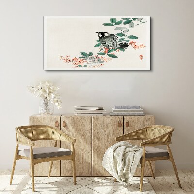 Bird on a background of flowers Print on canvas